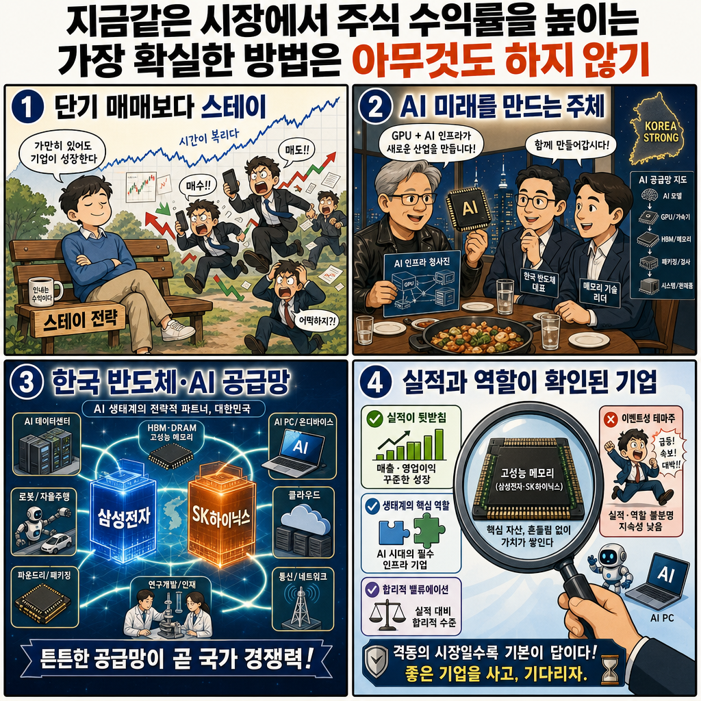 지금같은 시장에서 주식 수익률을 높이는 가장 확실한 방법은 "아무것도 하지 않기 내용을 설명하는 본문 이미지