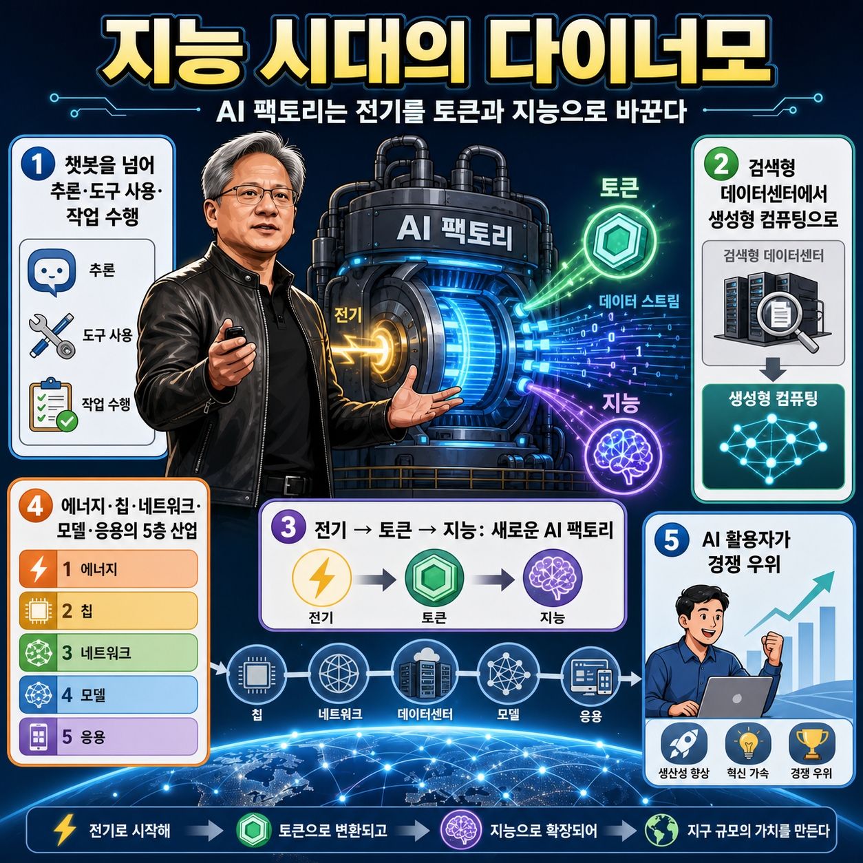 NVIDIA''s Jensen Huang on Building the Dynamo of the Intelligence Age 내용을 설명하는 본문 이미지