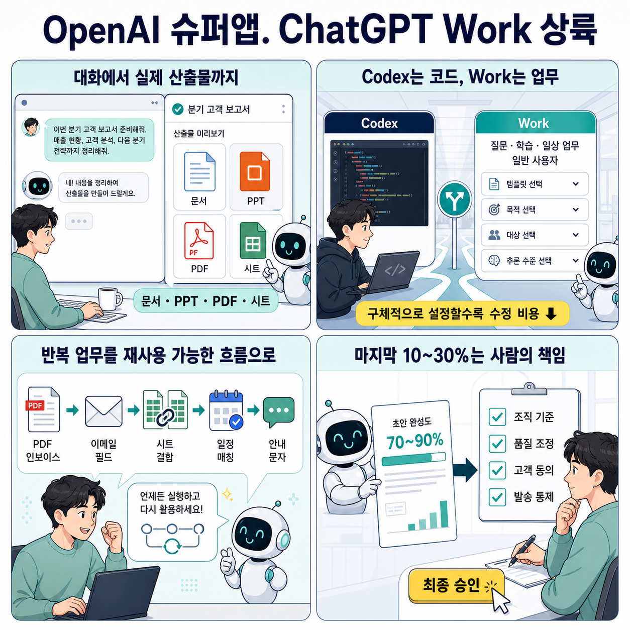 OpenAI 슈퍼앱. ChatGPT Work 상륙 내용을 설명하는 본문 이미지