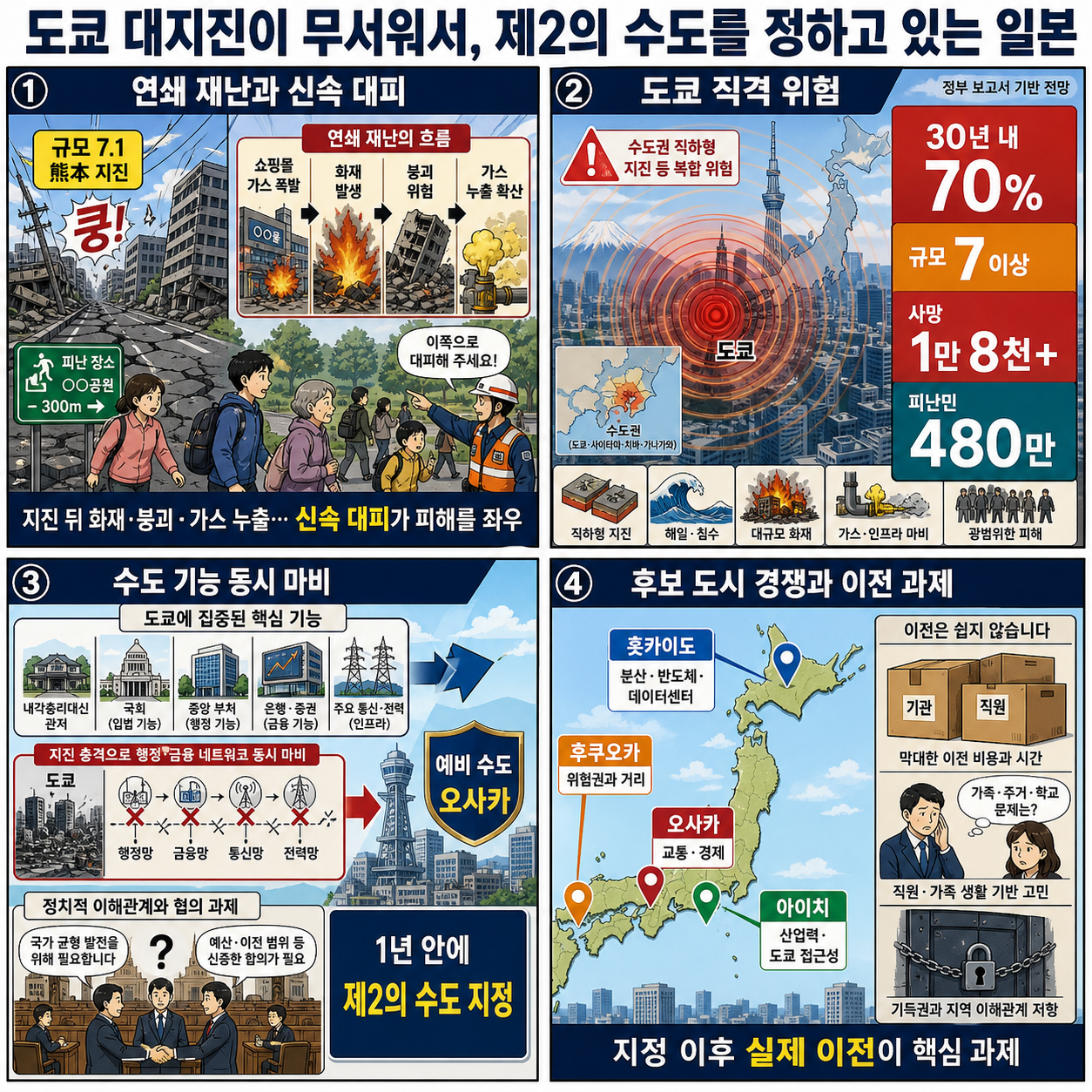 도쿄 대지진이 무서워서, 제 2의 수도를 정하고 있는 일본 내용을 설명하는 본문 이미지