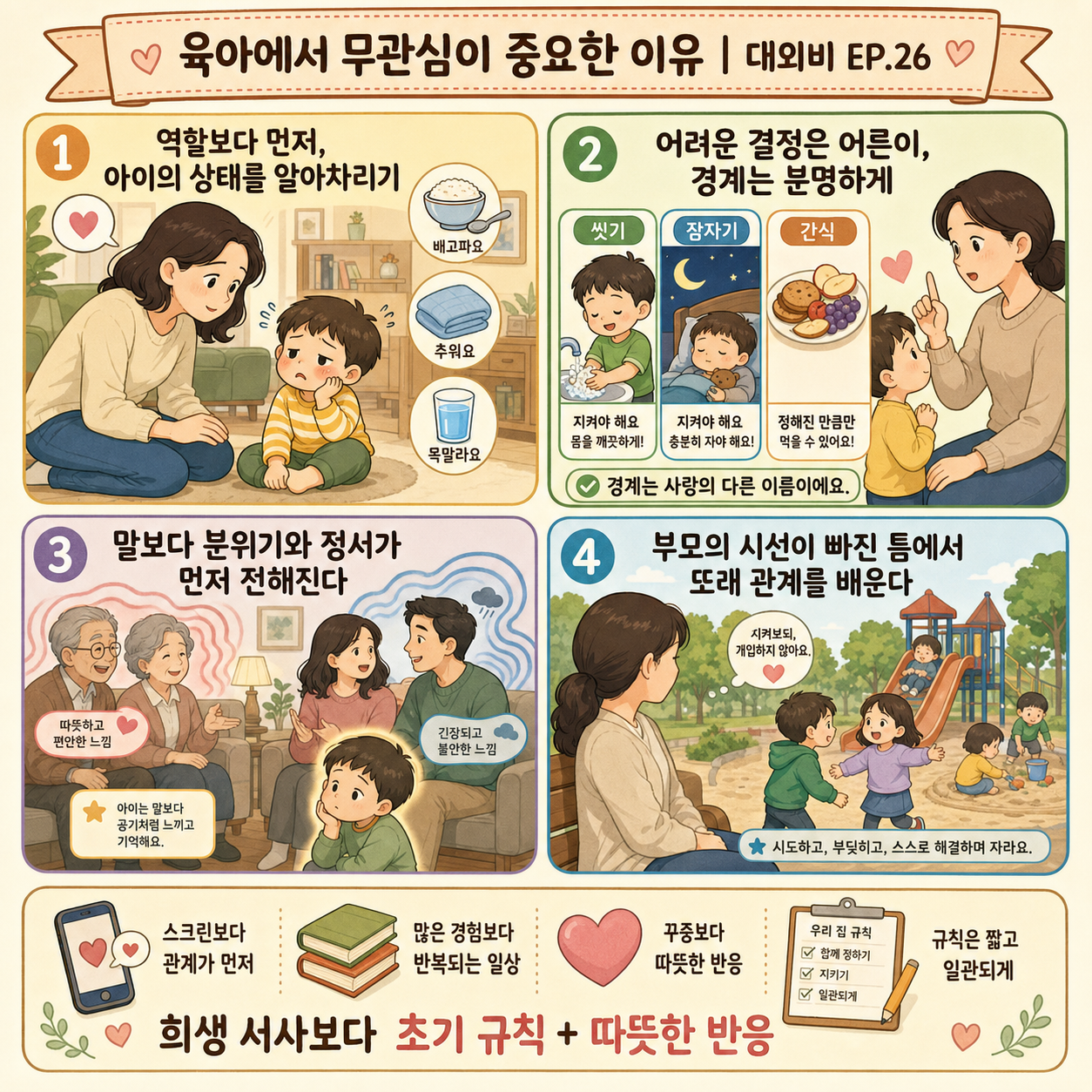 육아에서 무관심이 중요한 이유ㅣ대외비 EP.26 내용을 설명하는 본문 이미지