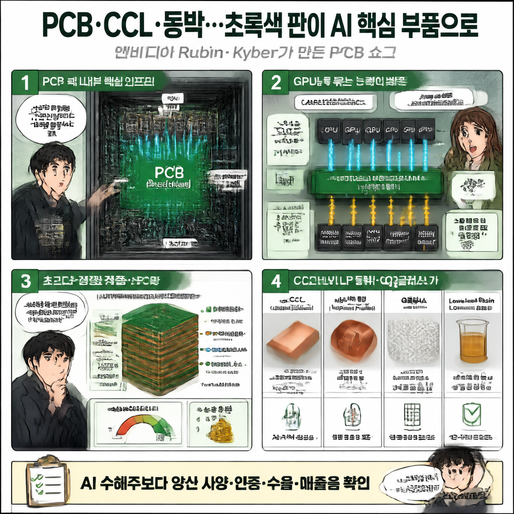 PCB·CCL·동박…초록색 판이 AI 핵심 부품으로 내용을 설명하는 본문 이미지