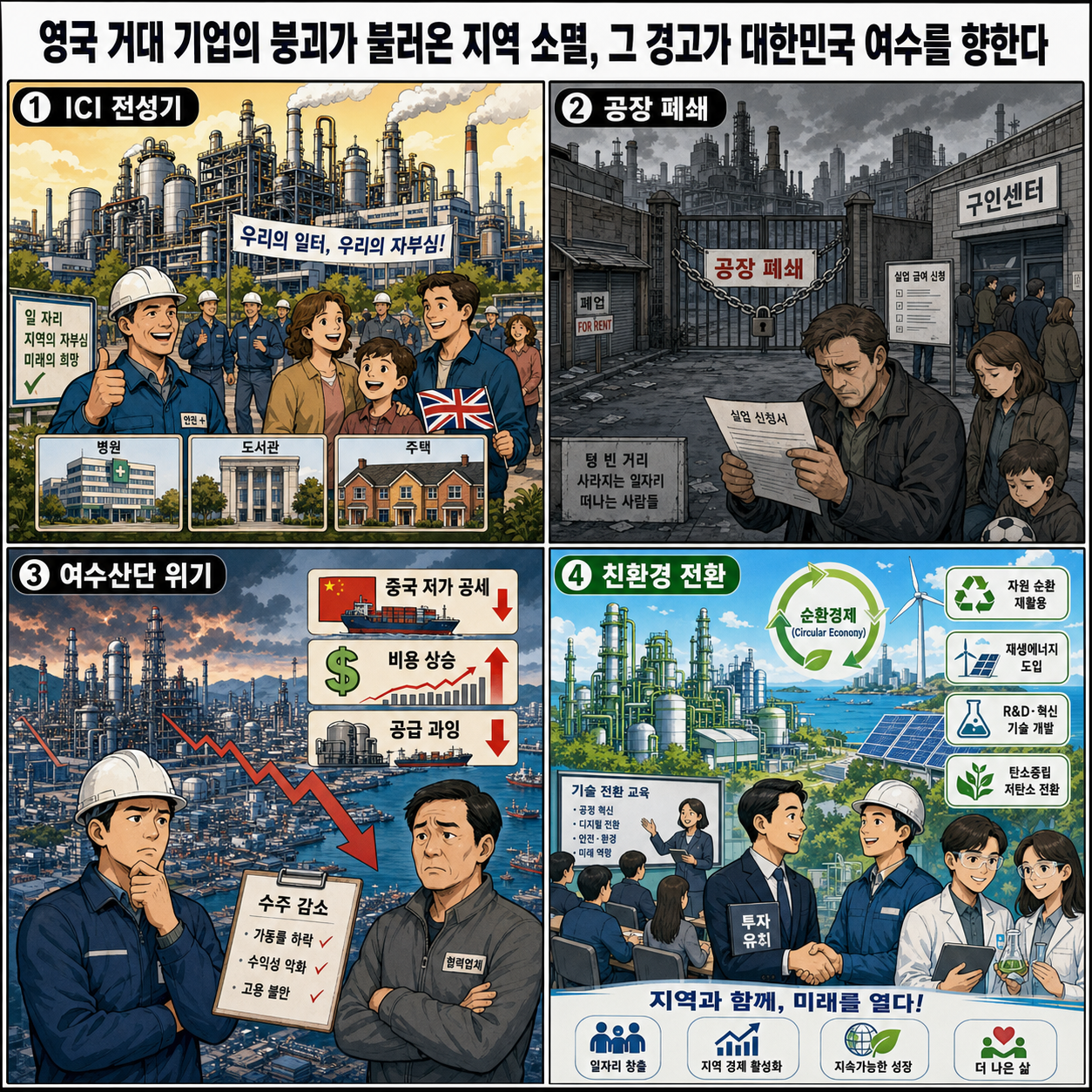 영국 거대 기업의 붕괴가 불러온 지역 소멸, 이제 그 경고가 대한민국 여수를 향하고 있다! 내용을 설명하는 본문 이미지