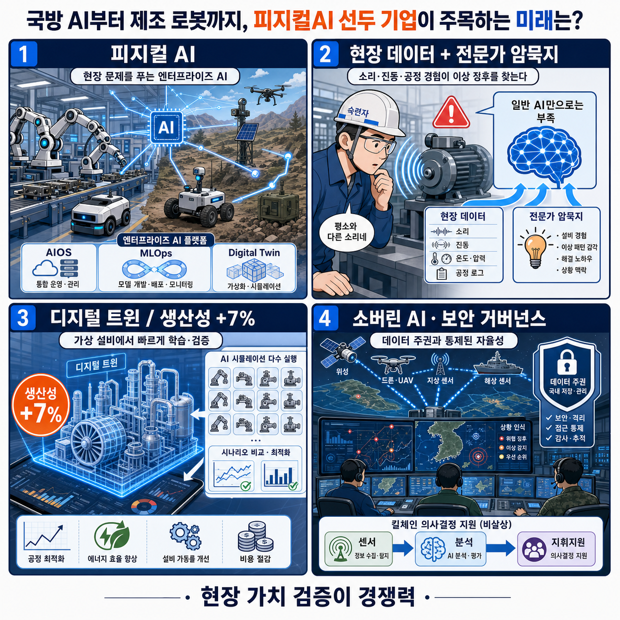 국방 AI부터 제조 로봇까지, 피지컬AI 선두 기업이 주목하는 미래는? 내용을 설명하는 본문 이미지