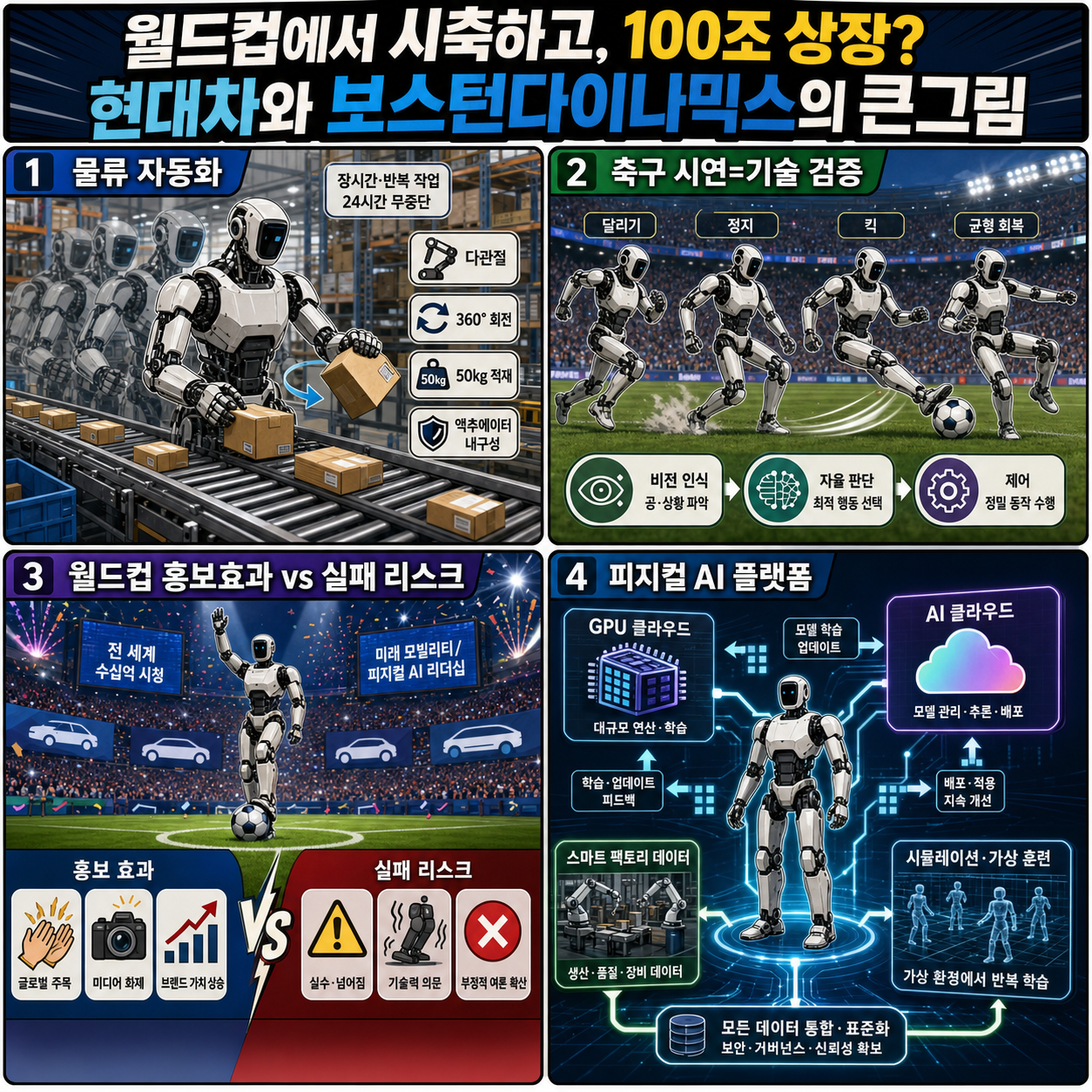 월드컵에서 시축하고, 100조 상장? 현대차와 보스턴다이나믹스가 이번 월드컵에서 그리고 있는 큰그림 [류빌리티] 내용을 설명하는 본문 이미지