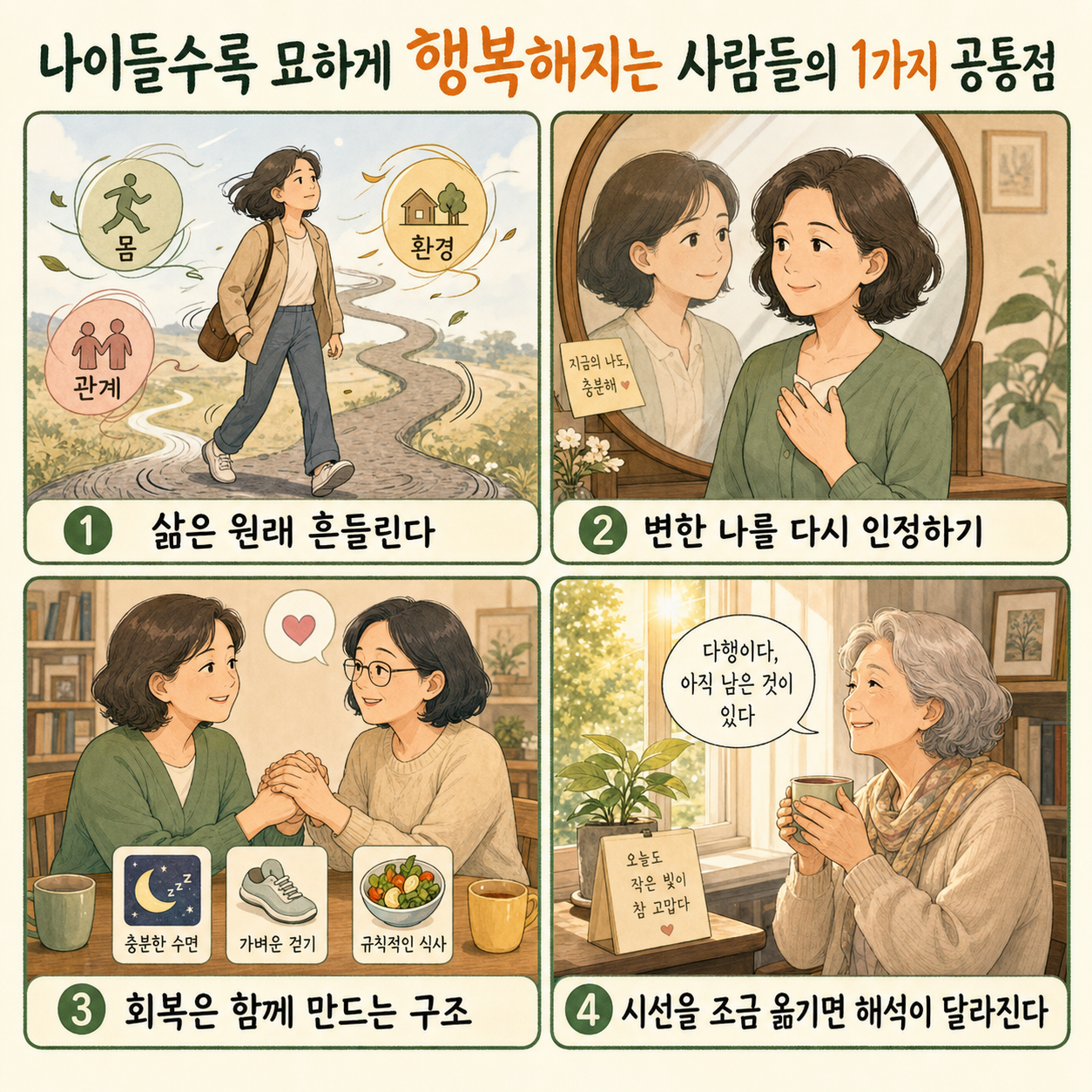 27년차 상담가가 말하는 나이들수록 묘하게 행복해지는 사람들의 1가지 공통점 내용을 설명하는 본문 이미지