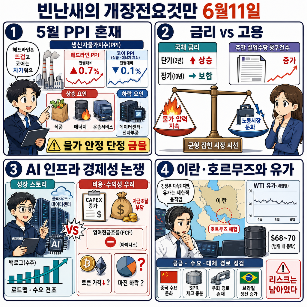 [빈난새의 개장전요것만-6월11일] 5월 PPI 내용을 설명하는 본문 이미지