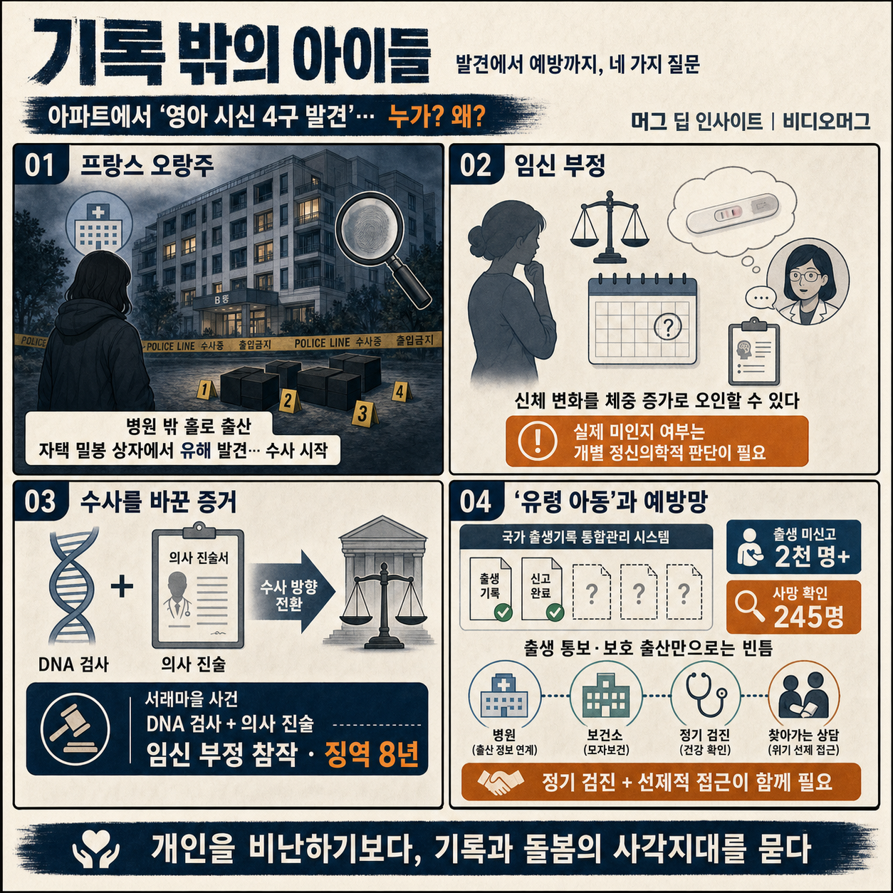 아파트에서 ''영아 시신 4구 발견''..누가? 왜? / 머그 딥 인사이트 / 비디오머그 내용을 설명하는 본문 이미지
