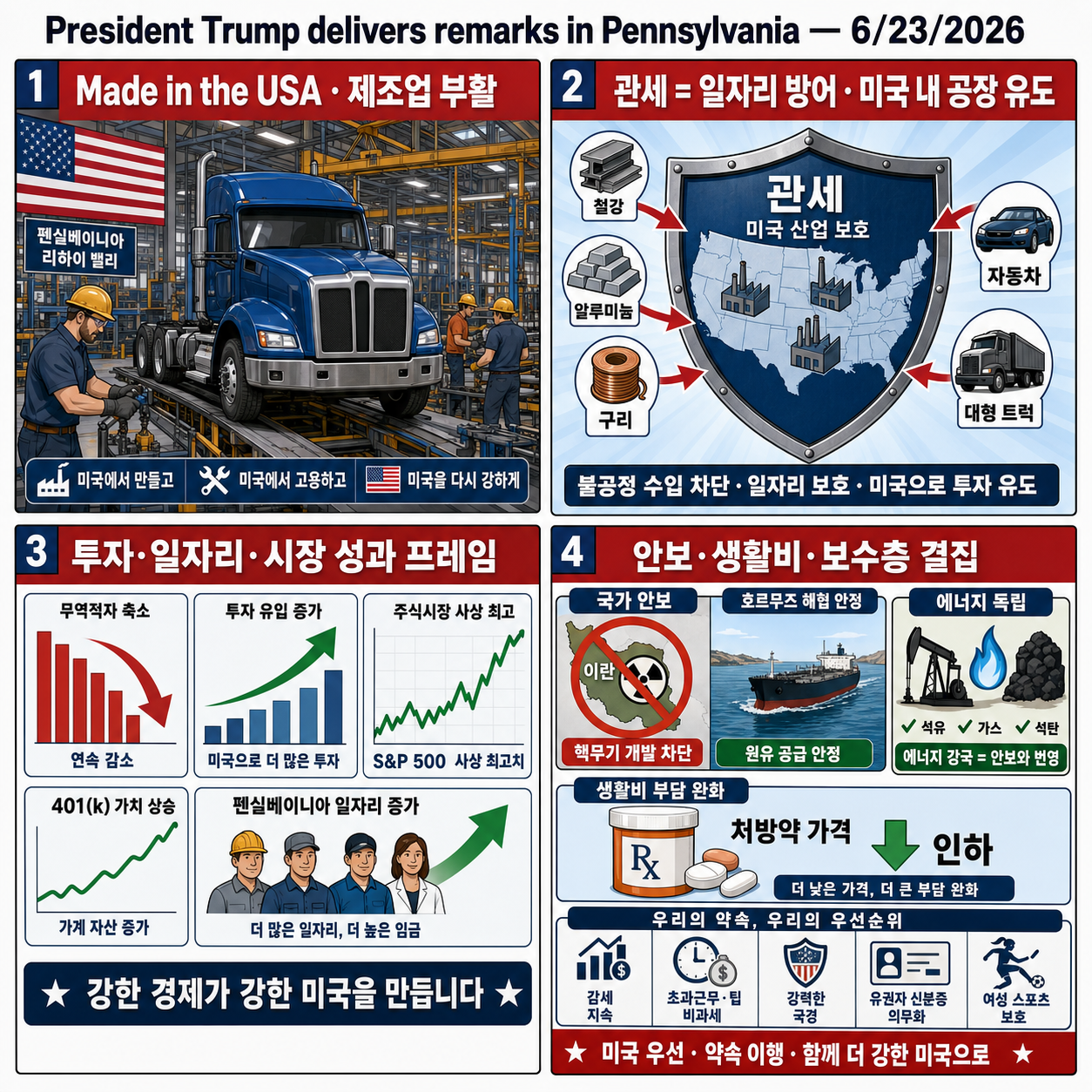 President Trump delivers remarks in Pennsylvania — 6/23/2026 내용을 설명하는 본문 이미지