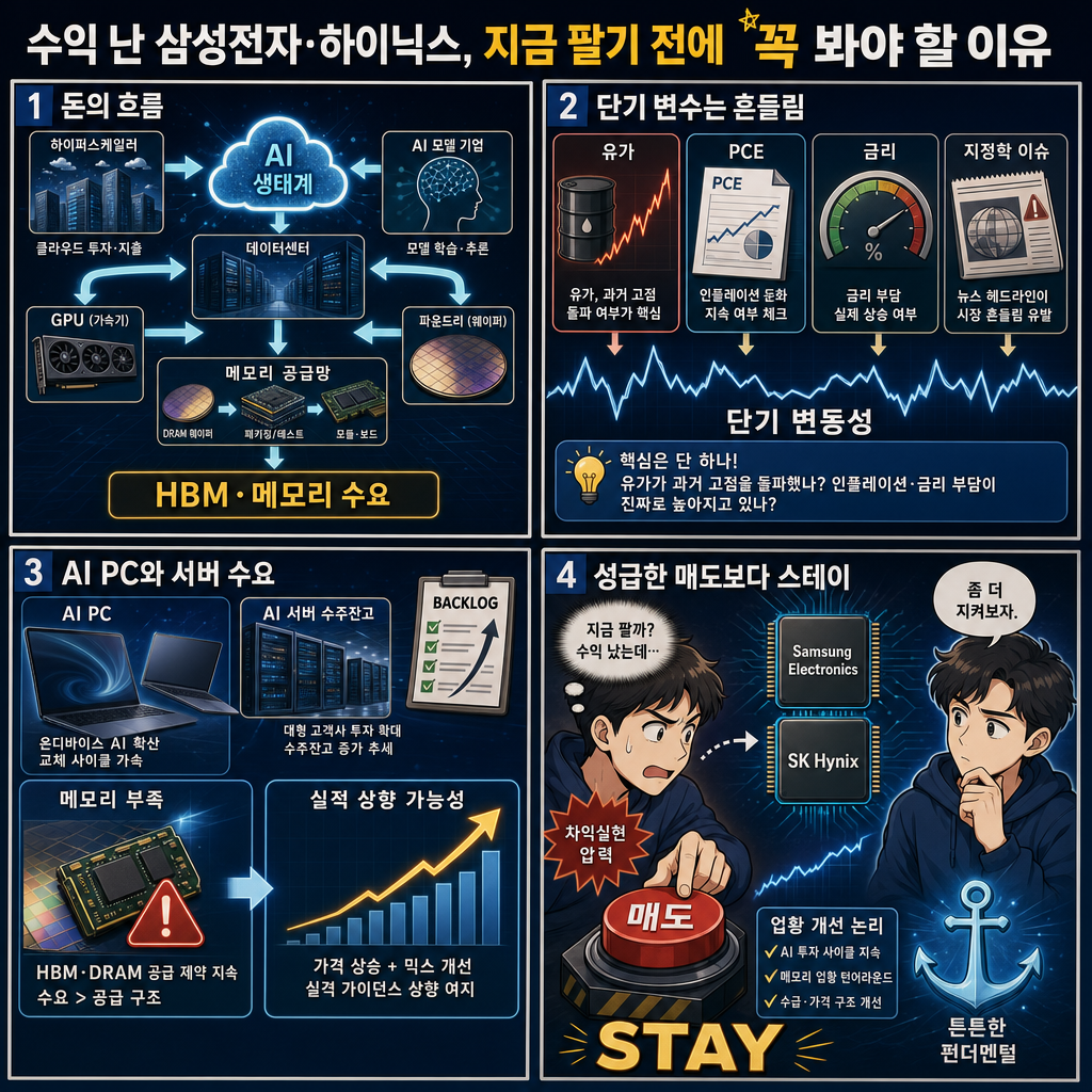 수익 난 삼성전자·하이닉스, 지금 팔기 전에 꼭 봐야 할 이유 내용을 설명하는 본문 이미지