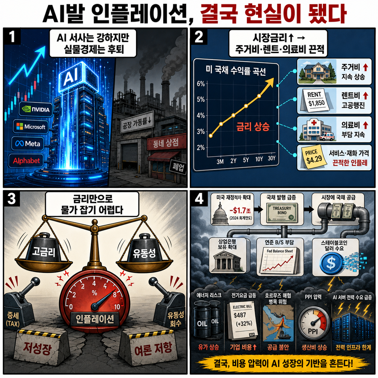 [지식뉴스] "AI발 인플레이션, 결국 현실이 됐다"…''이것'' 모르면 위험합니다, 흔들리는 트럼프 시나리오의 숨겨진 실체 (ft.유신익 KB국민은행) / 교양이를 부탁해 / 3편 내용을 설명하는 본문 이미지
