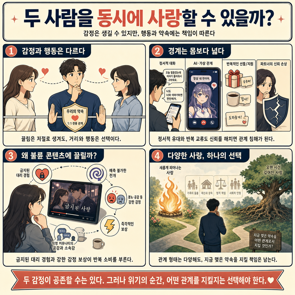 두사람을 동시에 사랑하는게 가능할까? (나해란X양나래X정창권X엑소쌤) 내용을 설명하는 본문 이미지