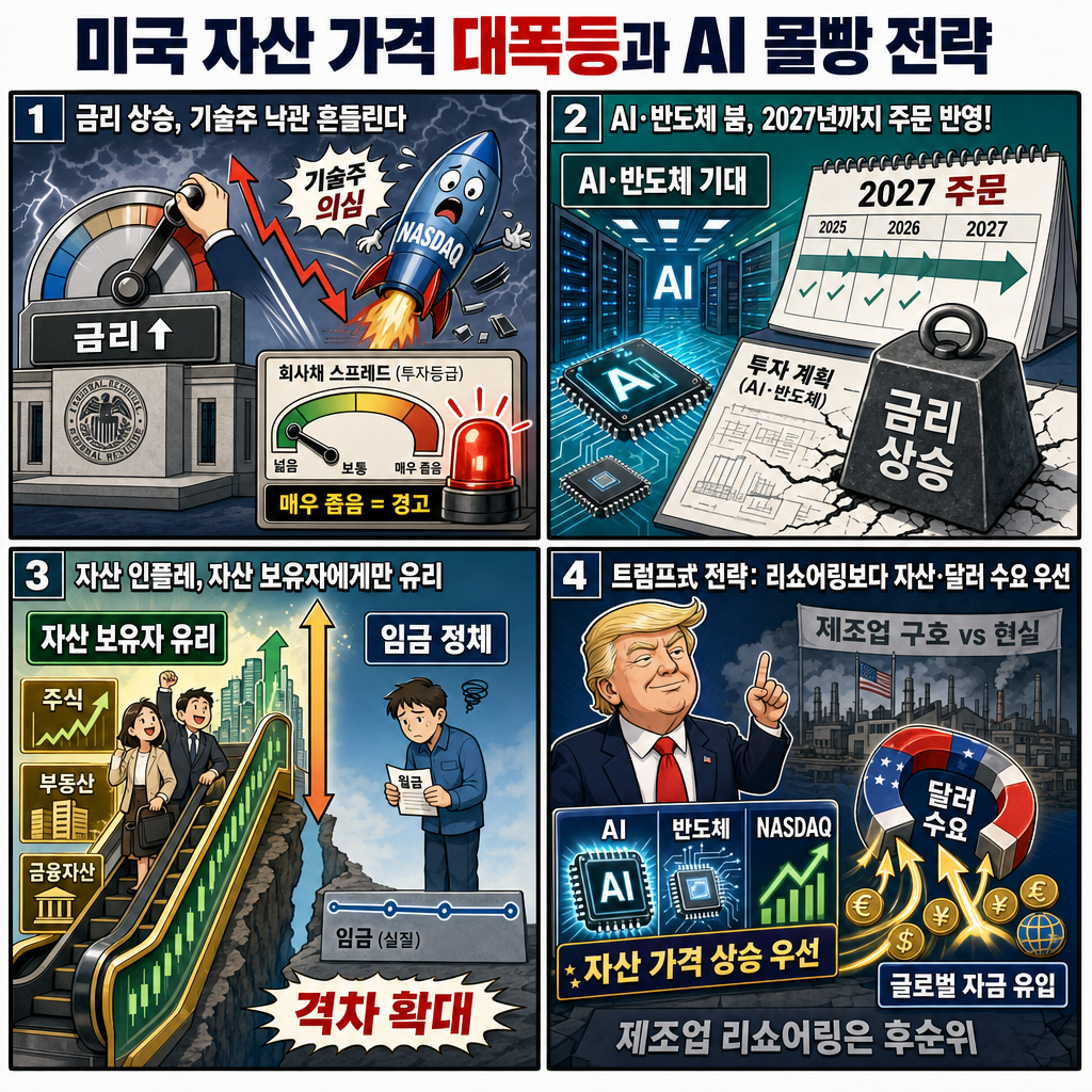 [지식뉴스] 주식•부동산? 미 자산 가격 대폭등 시대 "애초에 미국은 제조업 살릴 생각 없었다"..트럼프가 AI에 몰빵하는 진짜 이유 (ft.유신익 박사) / 교양이를 부탁해 내용을 설명하는 본문 이미지
