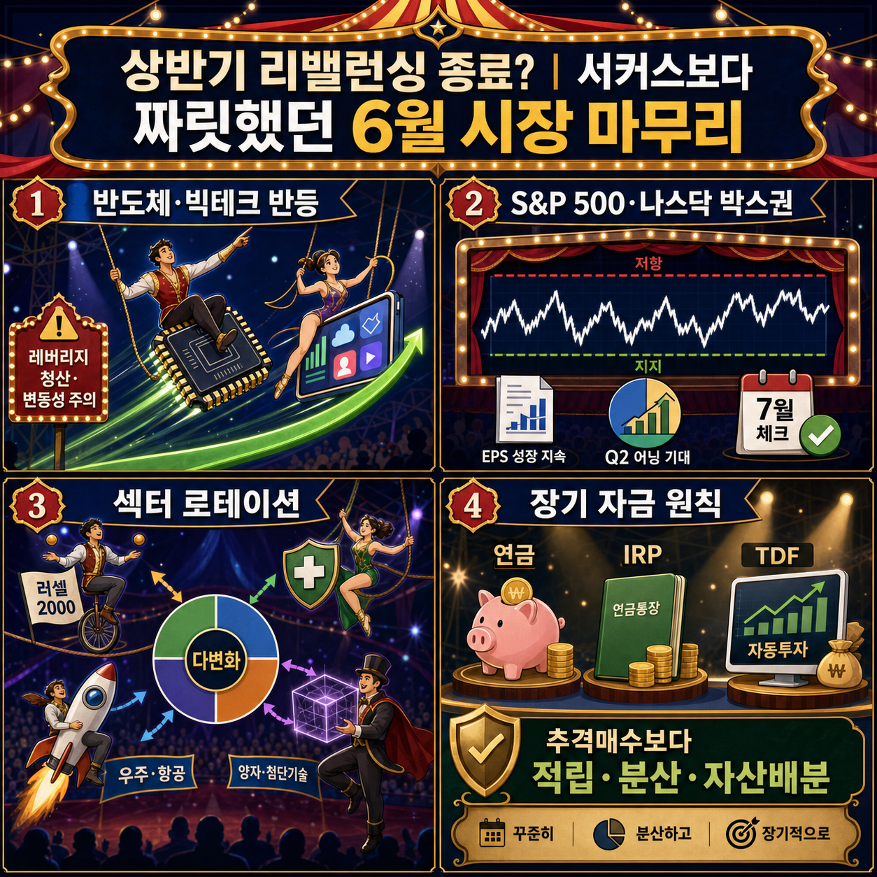 상반기 리밸런싱 종료?ㅣ서커스보다 짜릿했던 6월 시장 마무리 내용을 설명하는 본문 이미지
