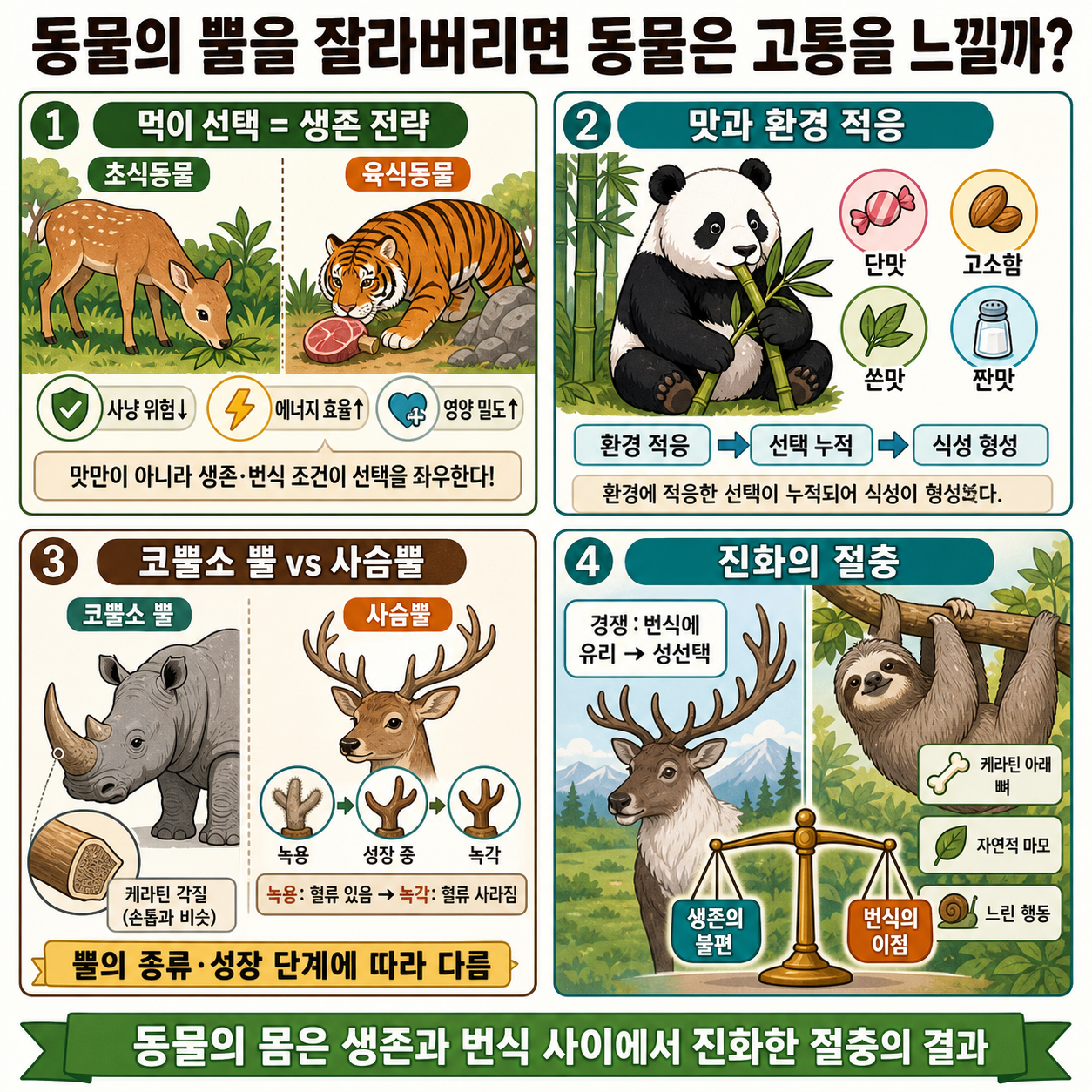 동물의 뿔을 잘라버리면 동물은 고통을 느낄까? (뿔의 성질...?) 내용을 설명하는 본문 이미지