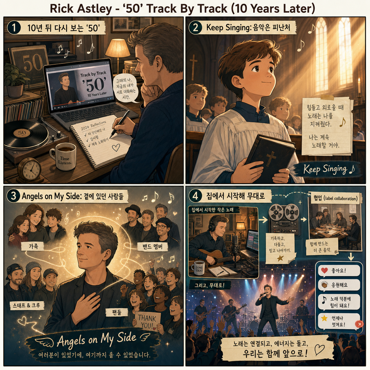 Rick Astley - ''50'' Track By Track (10 Years Later) 내용을 설명하는 본문 이미지