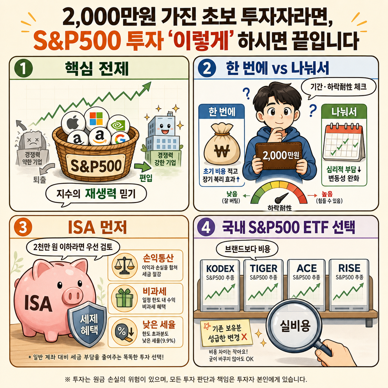 2,000만원 가진 초보 투자자라면, S&P500 투자 ''이렇게'' 하시면 끝입니다 내용을 설명하는 본문 이미지