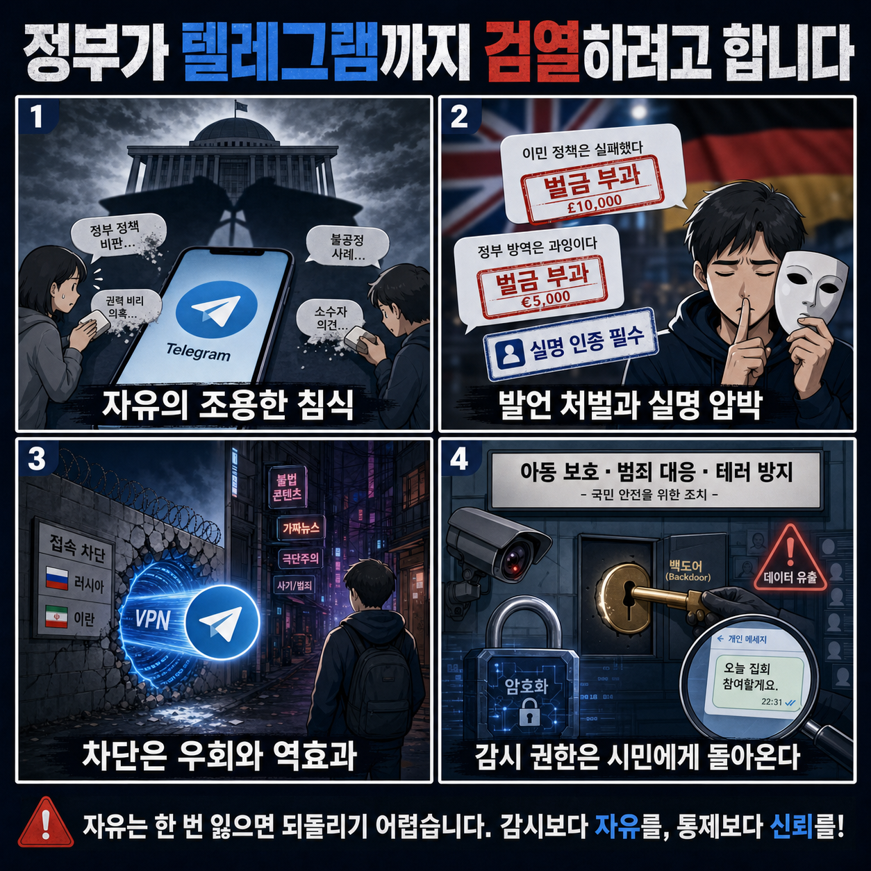 정부가 텔레그램까지 검열하려고 합니다 내용을 설명하는 본문 이미지