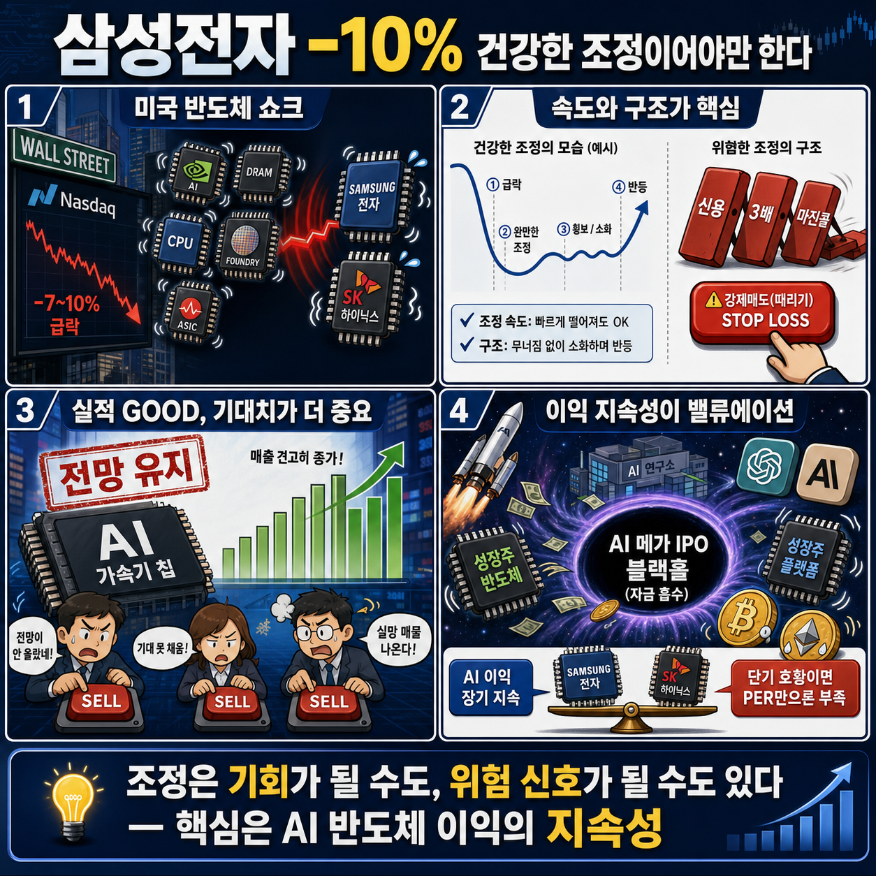 삼성전자 -10%, 건강한 조정이어야만 한다 내용을 설명하는 본문 이미지