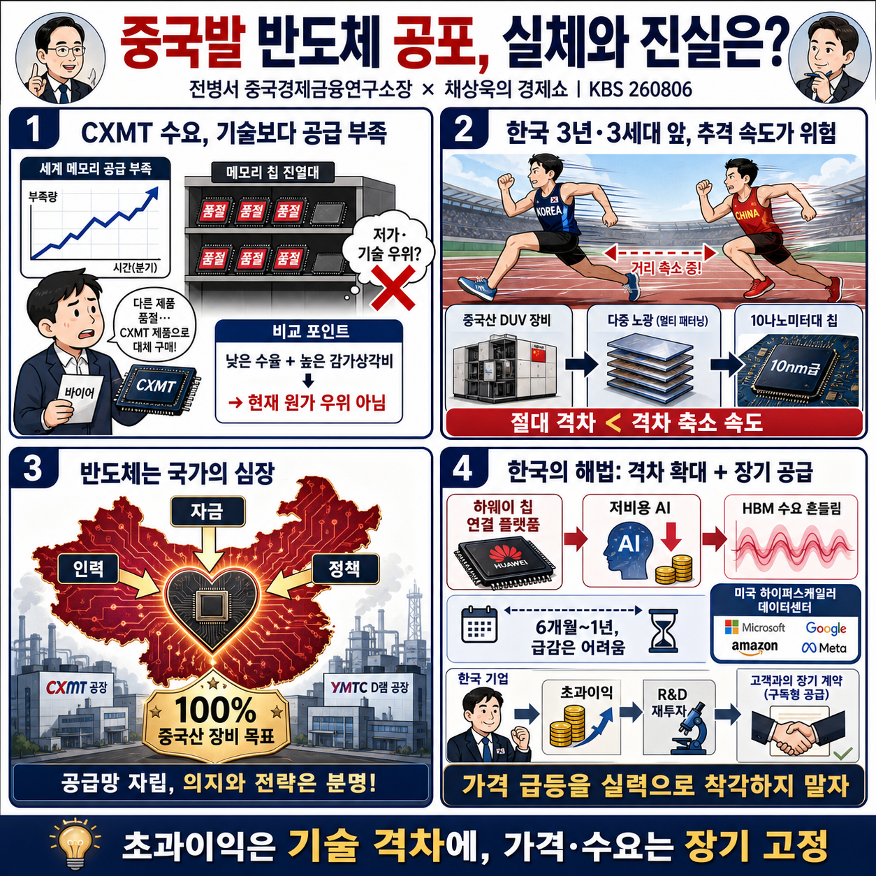 중국발 반도체 공포, 실체와 진실은? with. 전병서 중국경제금융연구소장｜채상욱의 경제쇼｜KBS 260806 방송 내용을 설명하는 본문 이미지