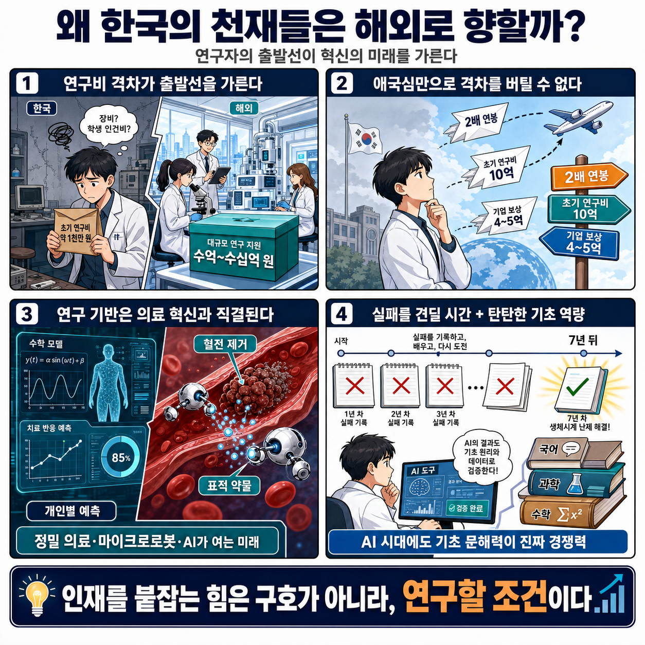 한국이 키운 천재들이 해외로 향하는 뼈아픈 이유ㅣ지식인초대석: 합석 EP.12 (김재경 X 위정재) 내용을 설명하는 본문 이미지