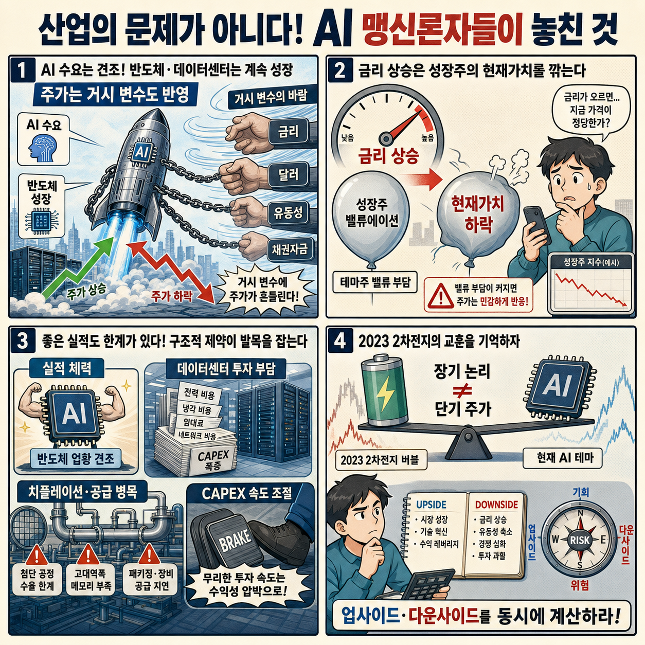 산업의 문제가 아니다! 작년 2차전지 때와 똑같다. AI 맹신론자들이 놓치고 있는 것 (금시공 장우진 대표) 내용을 설명하는 본문 이미지