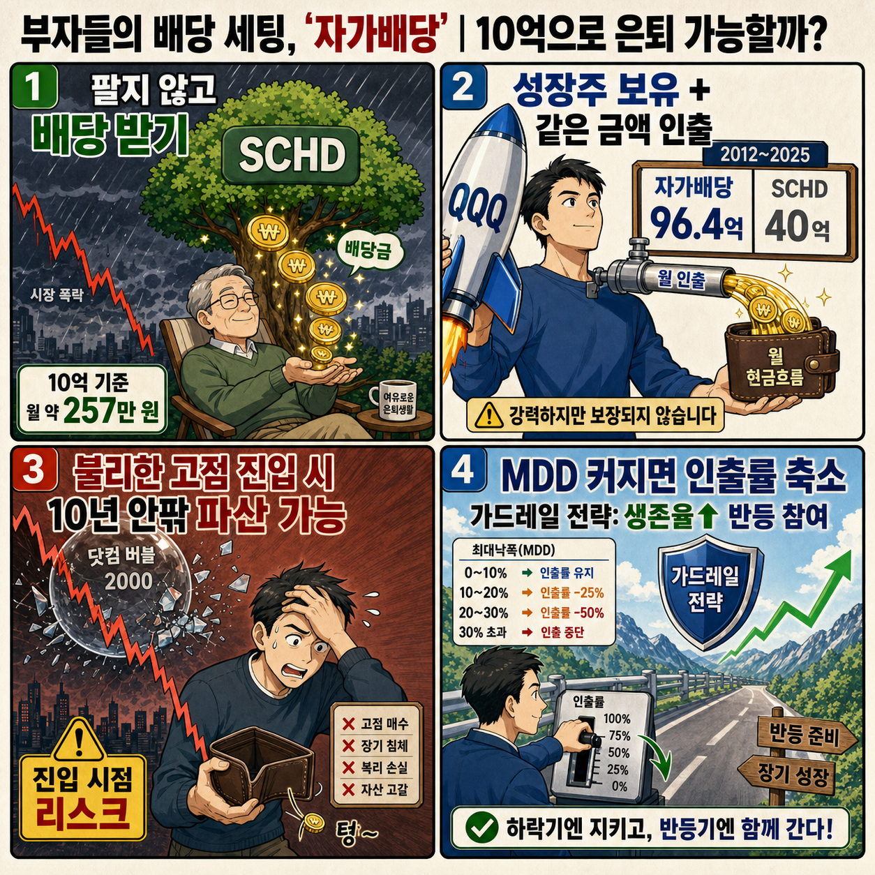 부자들의 배당 세팅, ''자가배당''｜10억으로 은퇴 가능할까? 내용을 설명하는 본문 이미지