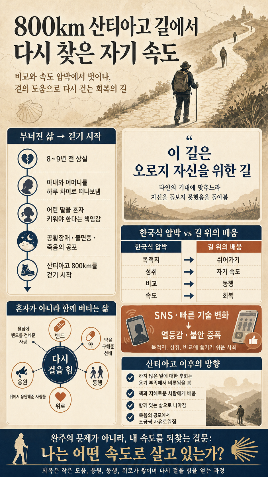 800km 길 위에서 수십개국 사람들을 만나보고 느낀, 한국인만 유독 빠지는 ''이 생각'' ㅣ Ep 책과사람 110 (나상천 대표) 내용을 설명하는 본문 이미지