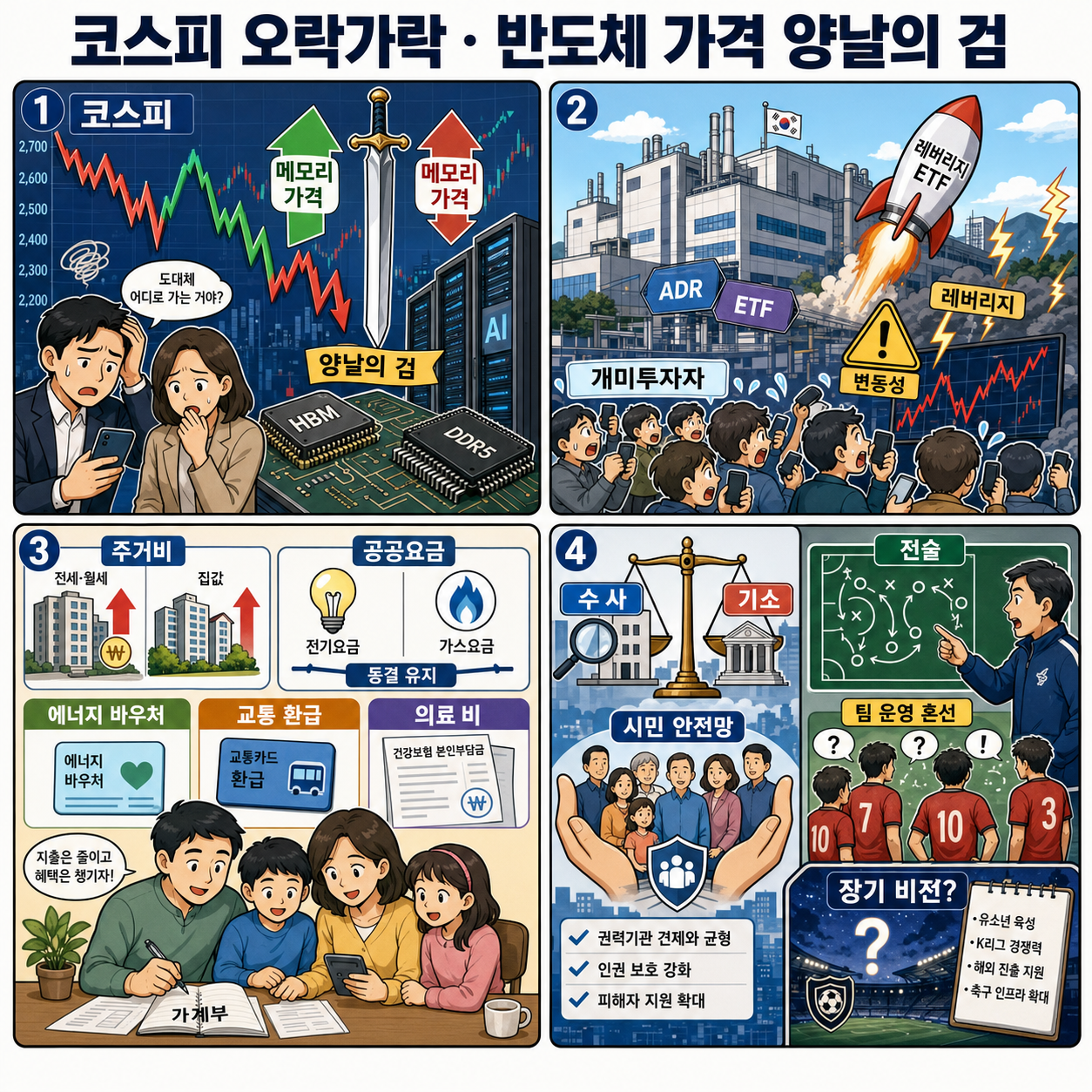 [풀버전] 📍코스피 오락가락··· 반도체 가격 ''양날의 검''｜📍金 총리 "보완수사권 폐지가 정부 입장"｜📍"어떻게 팀을 이따위로 만들어" ｜KBS 260626방송 내용을 설명하는 본문 이미지