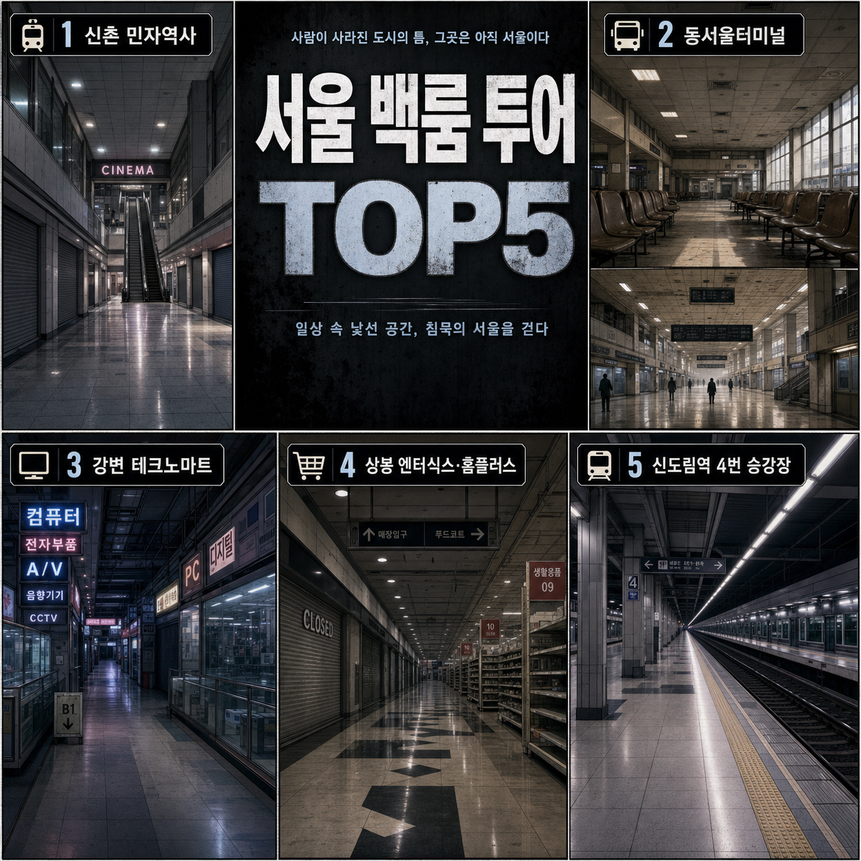 서울 백룸 투어 TOP5 내용을 설명하는 본문 이미지