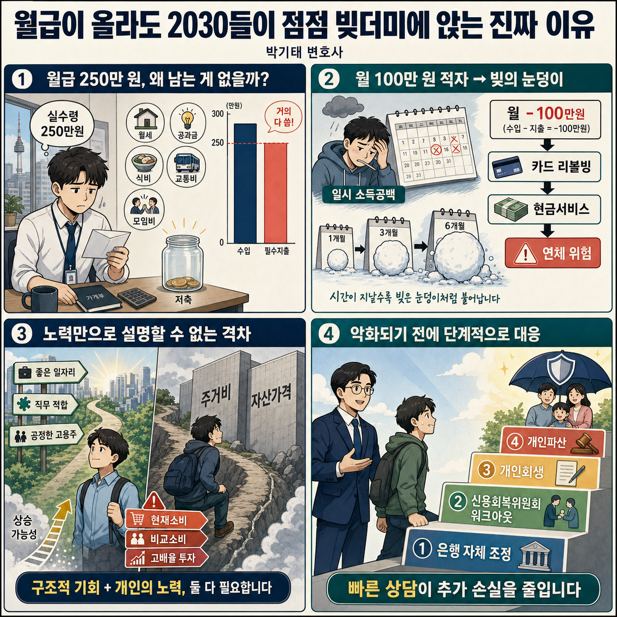 월급이 올라도 2030들이 점점 빚더미에 앉는 진짜 이유ㅣ박기태 변호사 내용을 설명하는 본문 이미지