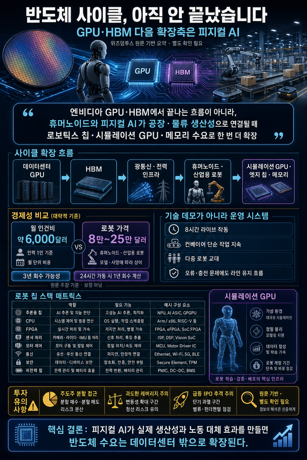 반도체 사이클, 아직 안 끝났습니다" GPU·HBM 다음 돈은 ''피지컬 AI''로 갑니다 #NVDA #CBRS 내용을 설명하는 본문 이미지