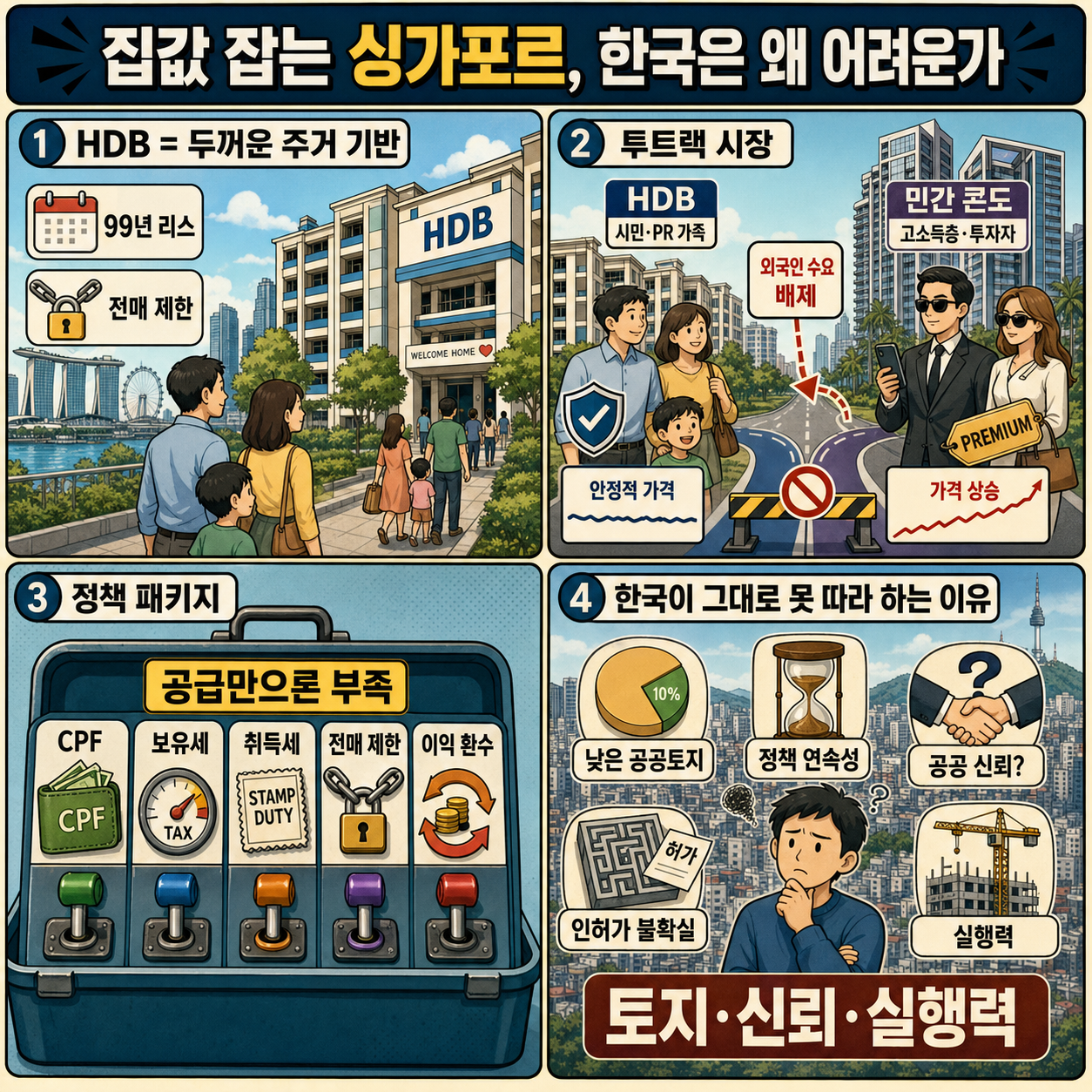 집값 잡는 싱가포르 한국은 안 되는 이유 (싱가포르국립대 경영대학 부동산학과 이관옥 교수) 내용을 설명하는 본문 이미지