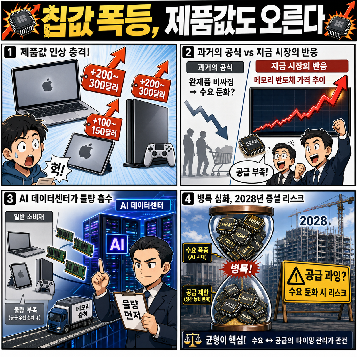 [홍장원의 불앤베어] 애플과 MS, 못버티고 가격 인상. 칩 가격 폭등 부작용 시장 강타하나 내용을 설명하는 본문 이미지