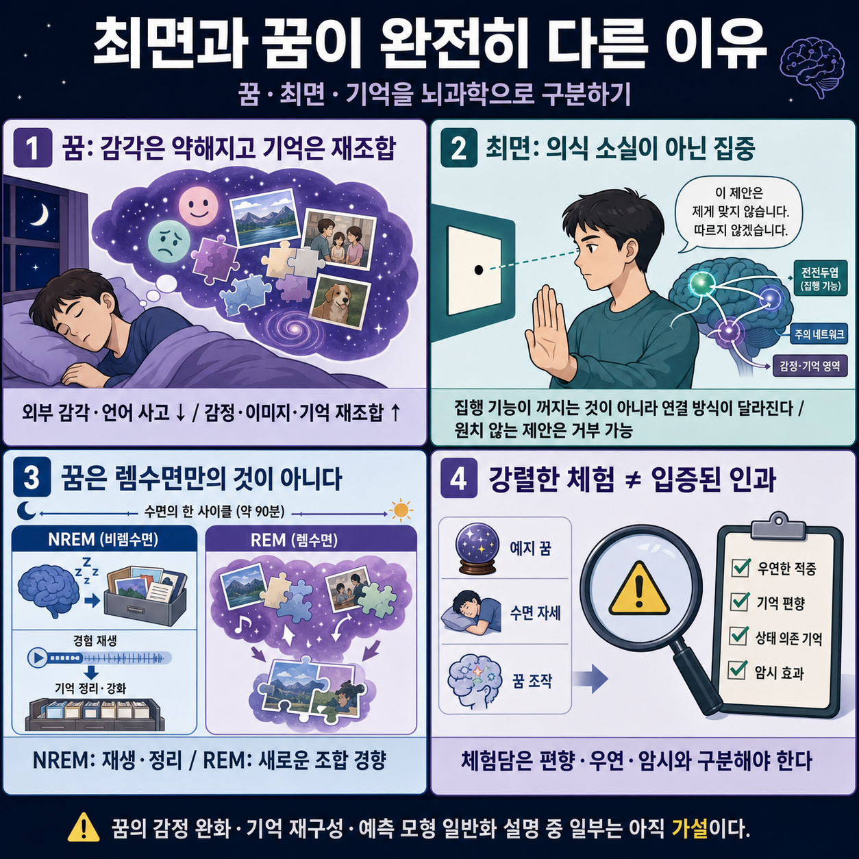 최면과 꿈이 완전히 다른 이유 (우충완X박준화) ㅣ10분 토론 / 14F 내용을 설명하는 본문 이미지