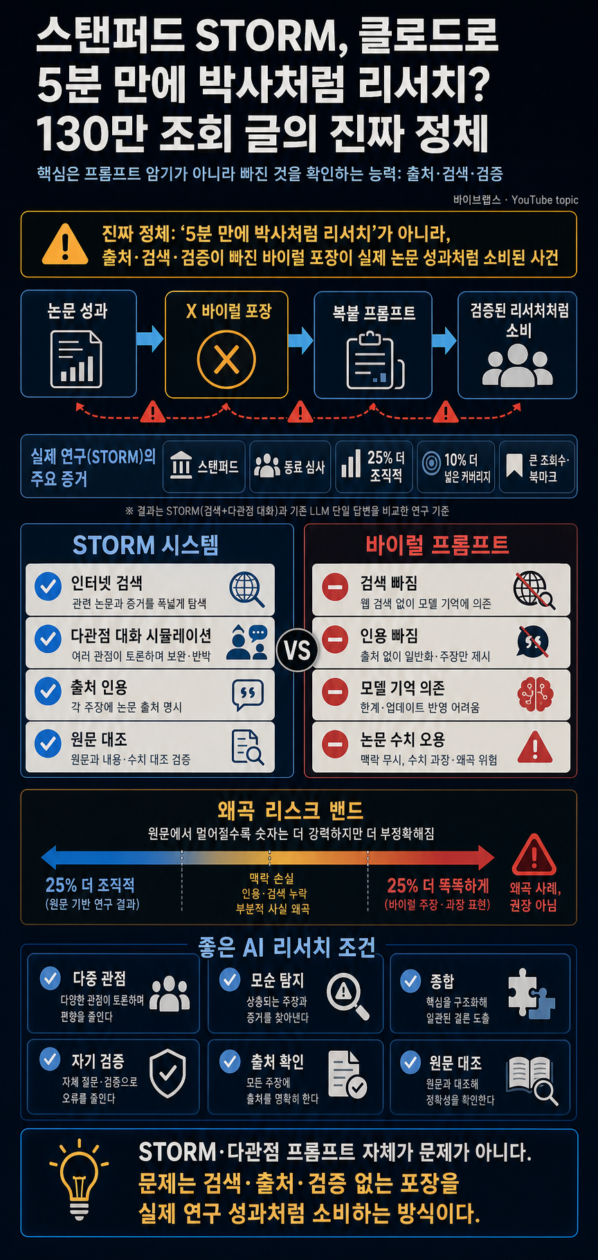 스탠퍼드 STORM, 클로드로 5분 만에 박사처럼 리서치? 130만 조회 글의 진짜 정체 내용을 설명하는 본문 이미지