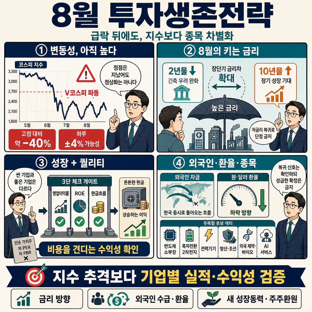 8월, 차별화만이 살아남는다? 투자생존전략! with. 이재만 하나증권 글로벌투자분석실장｜채상욱의 경제쇼｜KBS 260810 방송 내용을 설명하는 본문 이미지