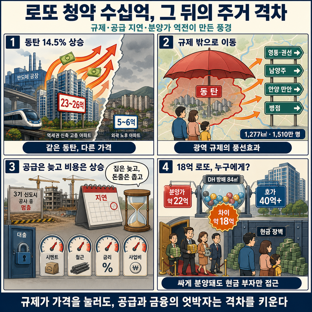 연예인 로또 청약으로 수십억 벌 때 대한민국 가장 50%에 벌어지는 일 내용을 설명하는 본문 이미지