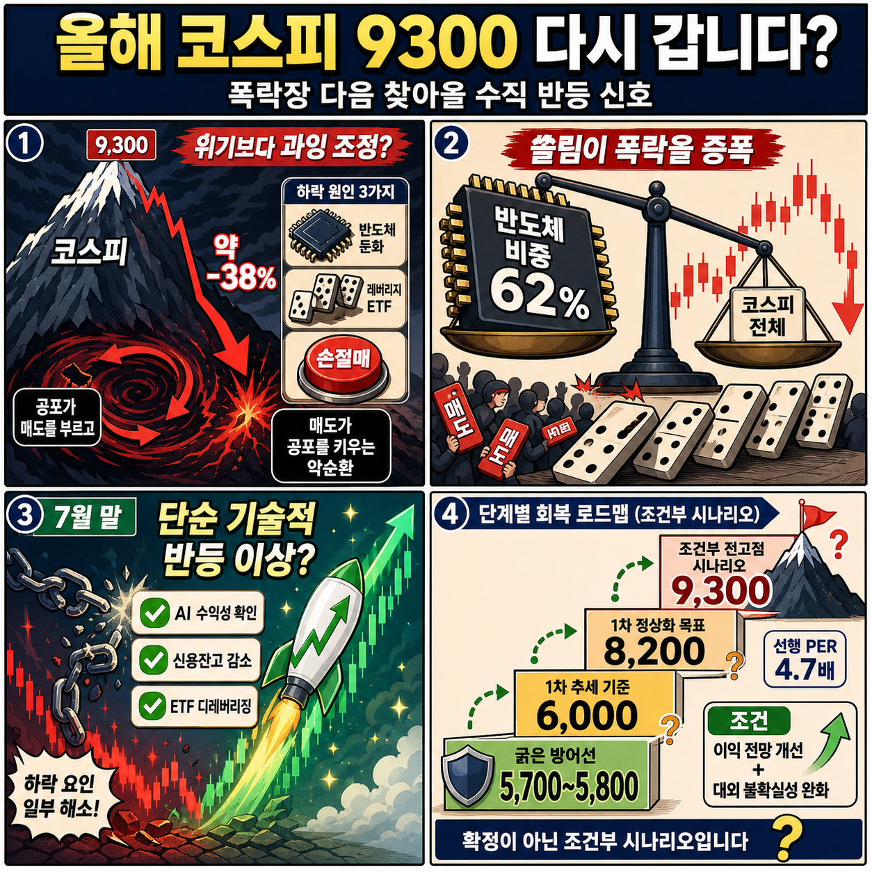 올해 코스피 9300 다시 갑니다" 폭락장 다음 찾아올 수직 반등 신호 내용을 설명하는 본문 이미지
