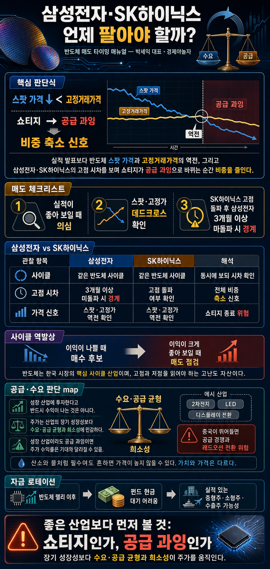 삼성전자·SK하이닉스 언제 팔아야 할까? 반도체 매도 타이밍 매뉴얼 (박세익 대표) / 경제야놀자 토크콘서트 내용을 설명하는 본문 이미지