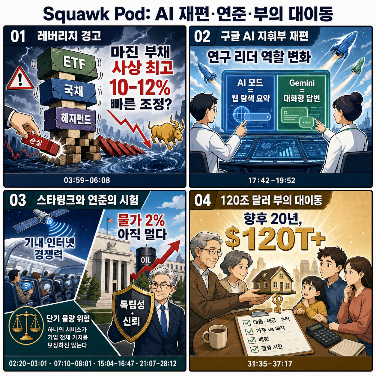 Squawk Pod: Google''s AI reshuffle, calls to the Fed, a great wealth transfer - 08/06/26 내용을 설명하는 본문 이미지