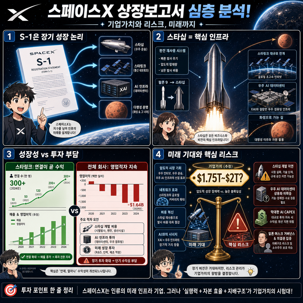 스페이스X 상장보고서 심층 분석! 기업가치와 리스크, 미래까지 내용을 설명하는 본문 이미지