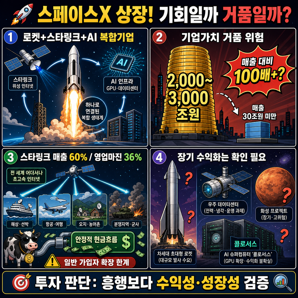 🚀스페이스X 상장! 기회일까 거품일까? 분석 제대로 해봅니다 (+ 테슬라와 합병 전망) 내용을 설명하는 본문 이미지