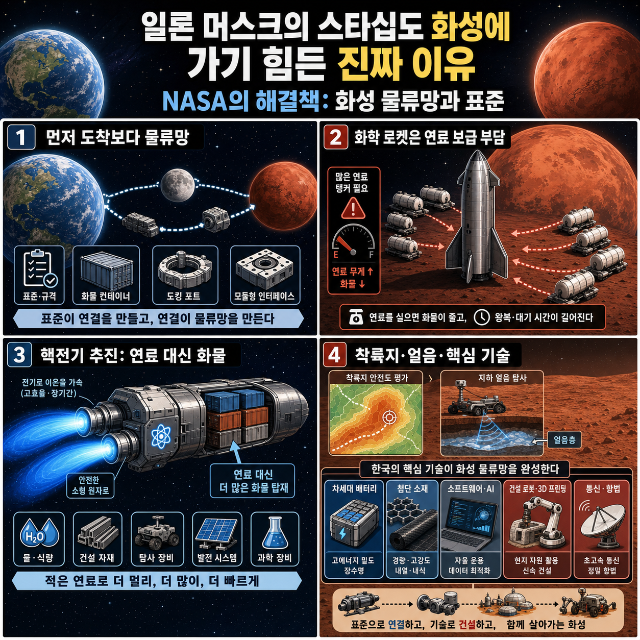 일론 머스크의 스타십도 화성에 가기 힘든 진짜 이유 (NASA의 해결책) 내용을 설명하는 본문 이미지