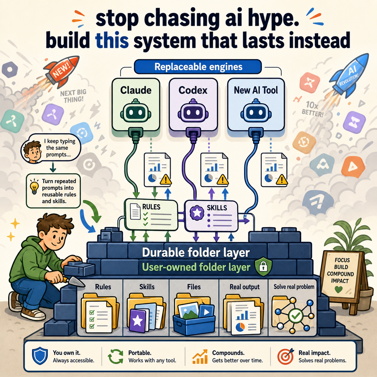stop chasing ai hype. build this system that lasts instead 내용을 설명하는 본문 이미지