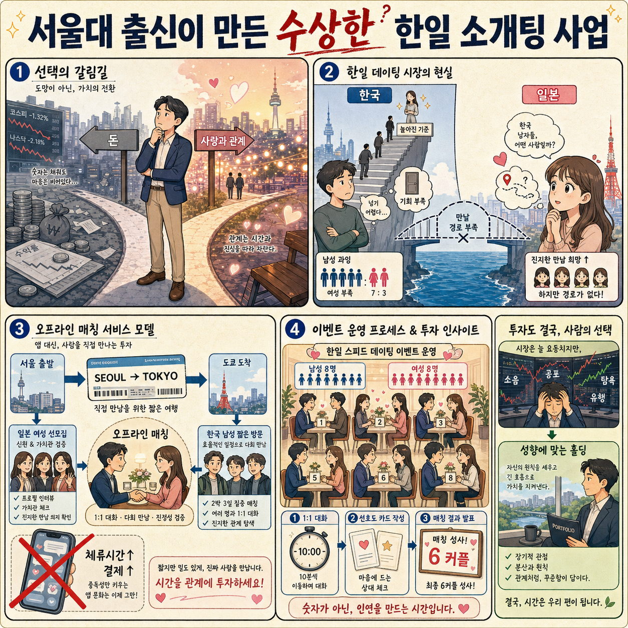 서울대 출신이 만든 수상한 한일 소개팅 사업 내용을 설명하는 본문 이미지