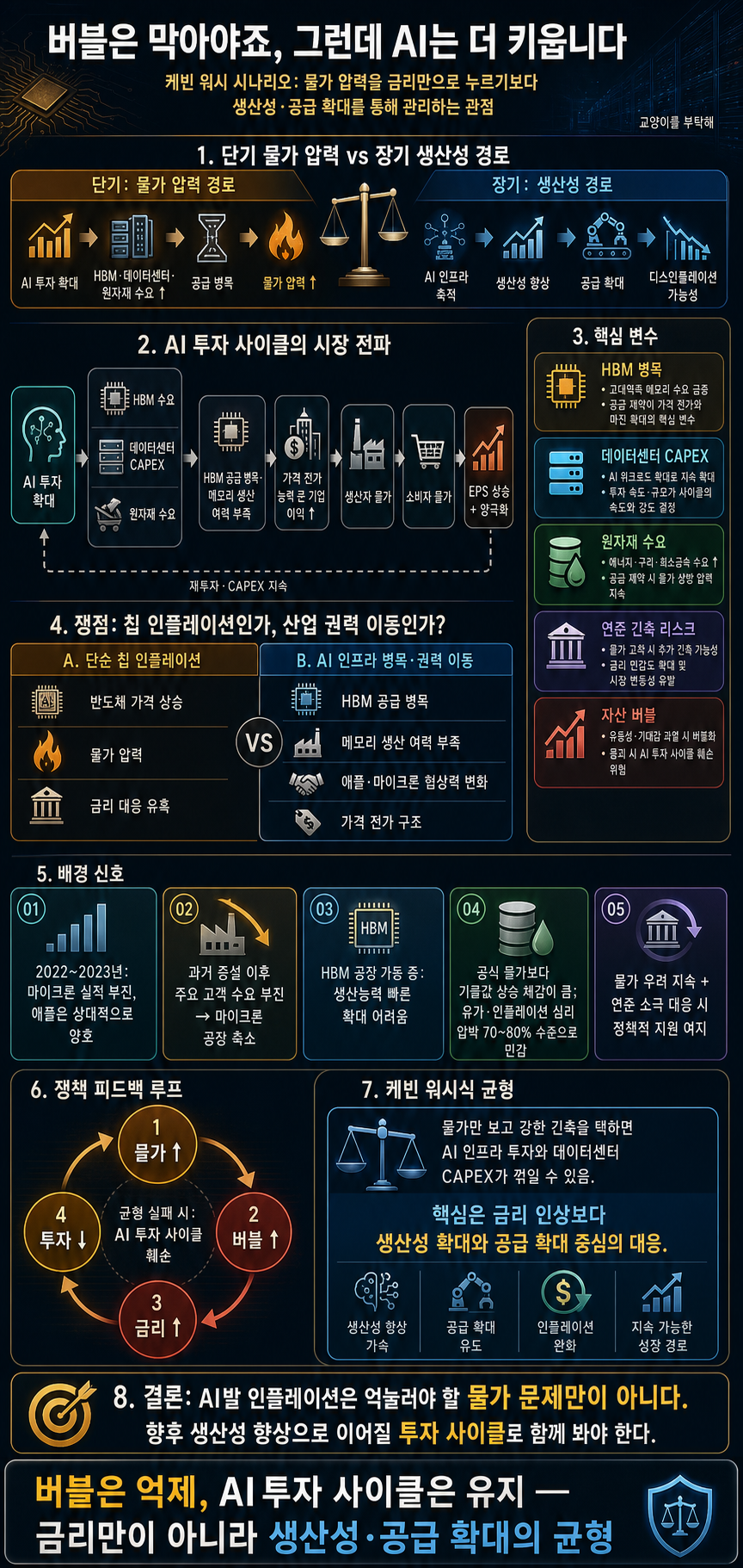 [지식뉴스] "버블은 막아야죠, 그런데 AI는 더 키웁니다"…"물가 너무 높다"던 케빈 워시가 숨긴 진짜 시나리오 (ft.성상현 부부장) / 교양이를부탁해 / 1편 내용을 설명하는 본문 이미지
