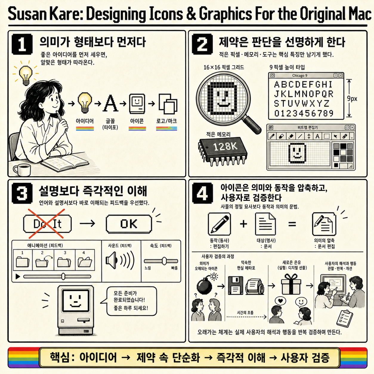 Susan Kare: Designing Icons & Graphics For the Original Mac 내용을 설명하는 본문 이미지