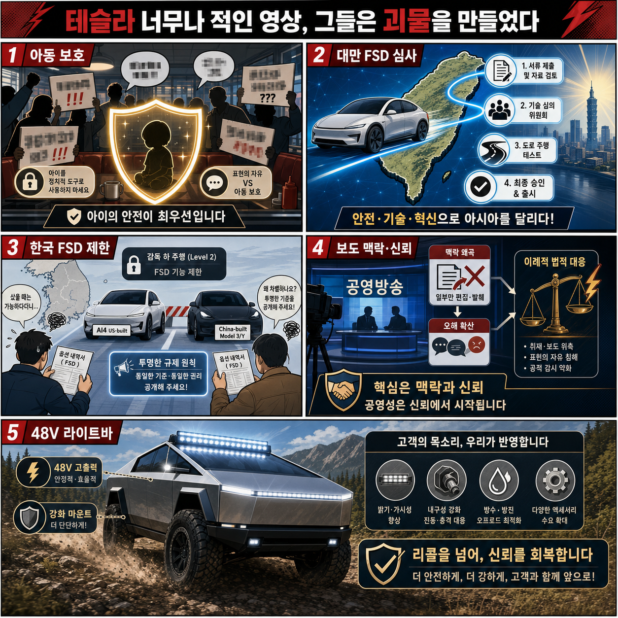 테슬라 너무나 적인 영상, 그들은 괴물을 만들었다 내용을 설명하는 본문 이미지