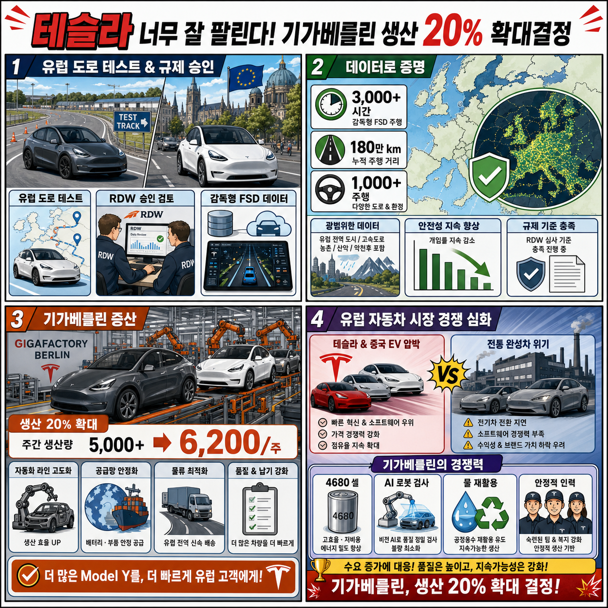 테슬라 너무 잘 팔린다! 기가베를린 생산 20% 확대결정 내용을 설명하는 본문 이미지